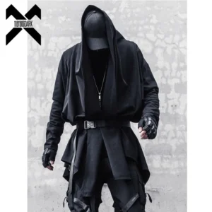 Black Hooded Wizard Trench Coat