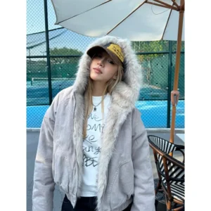 American Retro Fur Collar Hooded