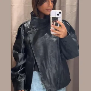 Street Stand Collar Women's Leather Jacket