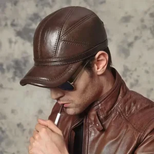 Men's Genuine Leather Pilot Hat
