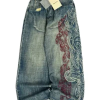 Y2K American New Pattern Embroidery Baggy Jeans