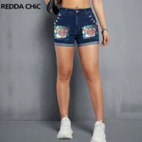 REDDACHiC Boho Women Cuffed Hem Denim Shorts