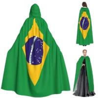 Brazil National Flag Hooded Long Cape – Medieval Wizard Costume