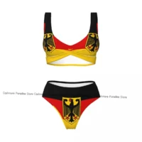 S–XXL Women's Flag Print Halter Bikini Set