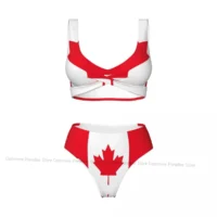 S–XXL Women's Flag Print Halter Bikini Set