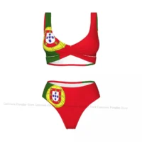 S–XXL Women's Flag Print Halter Bikini Set